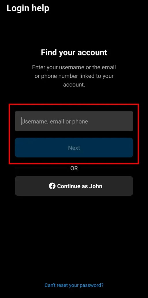 عوض‌کردن رمز اینستاگرام بدون رمز قبلی از طریق ایمیل