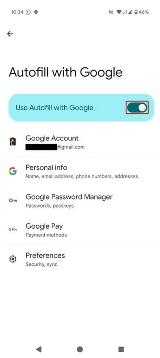 پر کردن خودکار اطلاعات با استفاده از حساب گوگ