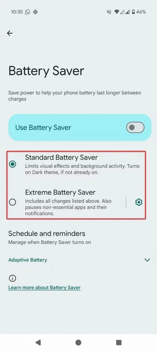فعال‌سازی خودکار حالت ذخیره انرژی