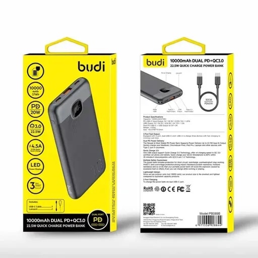 پاوربانک بودی مدل PB089B ظرفیت ۱۰۰۰۰ میلی‌آمپر-6