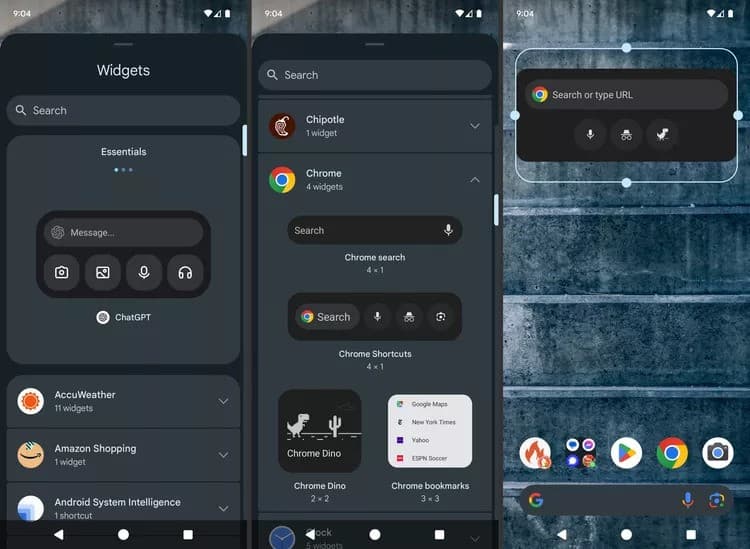 افزودن ویجت به صفحه اصلی