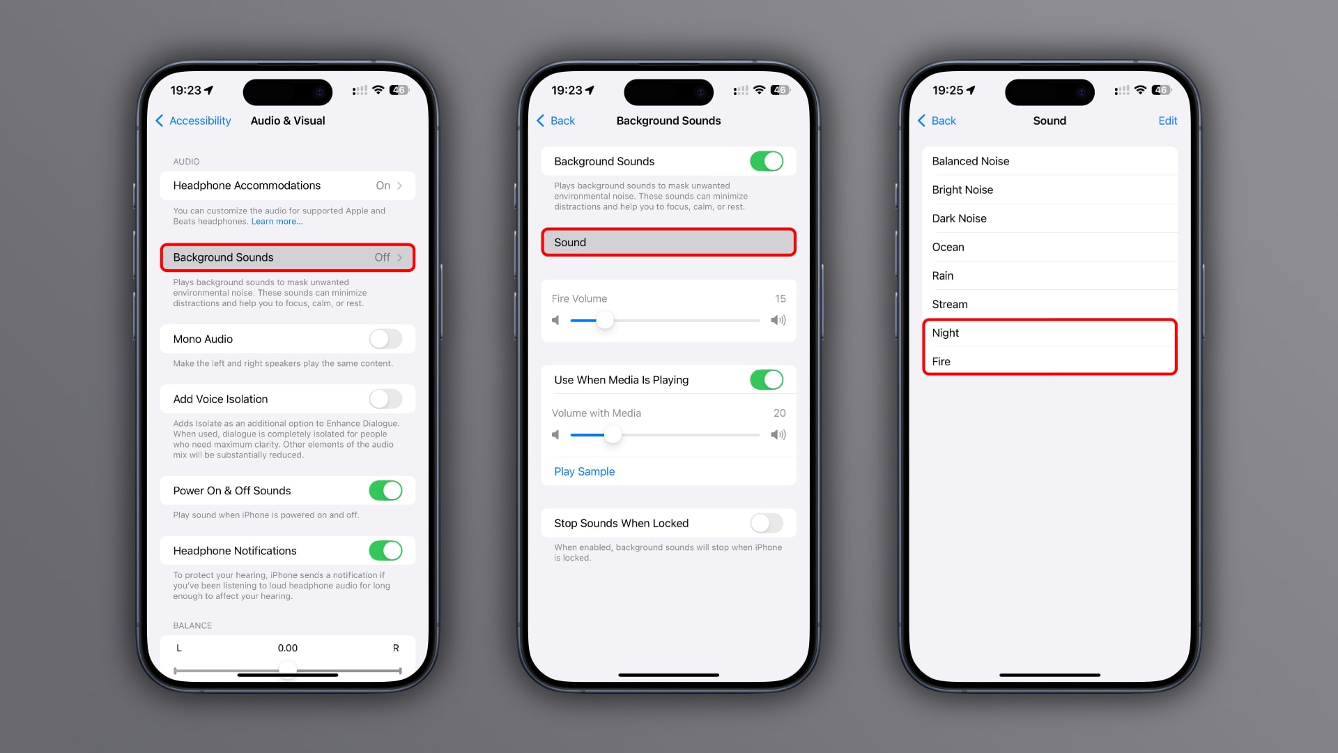 مراحل دسترسی به تنظیمات صدای پسزمینه
