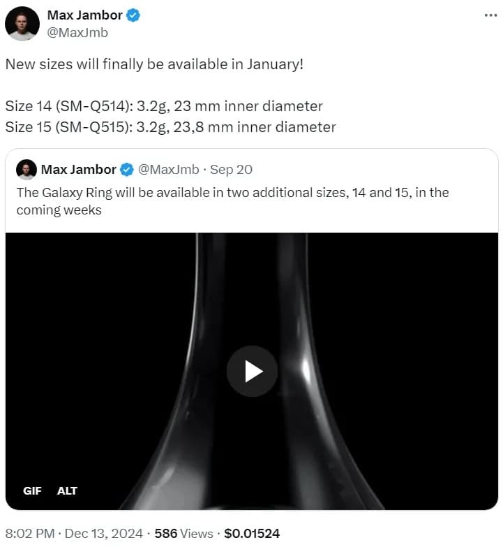 اندازههای جدید گلکسی رینگ