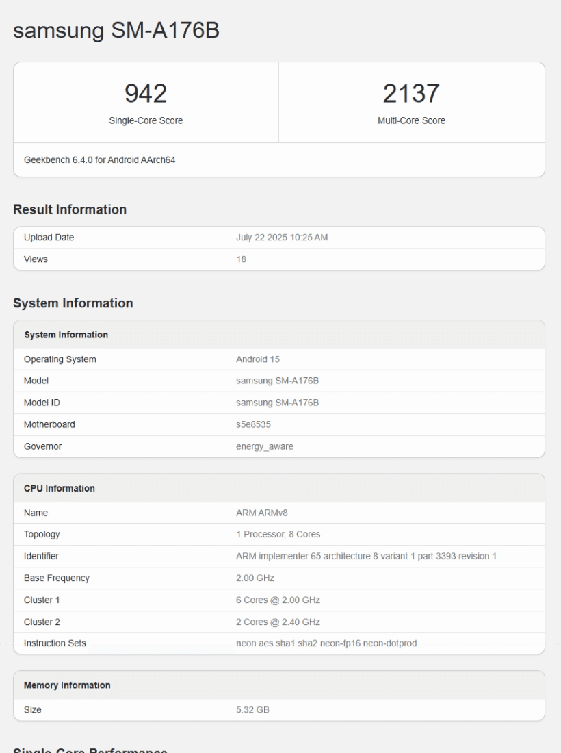 بنچمارک گلکسی A17 5G
