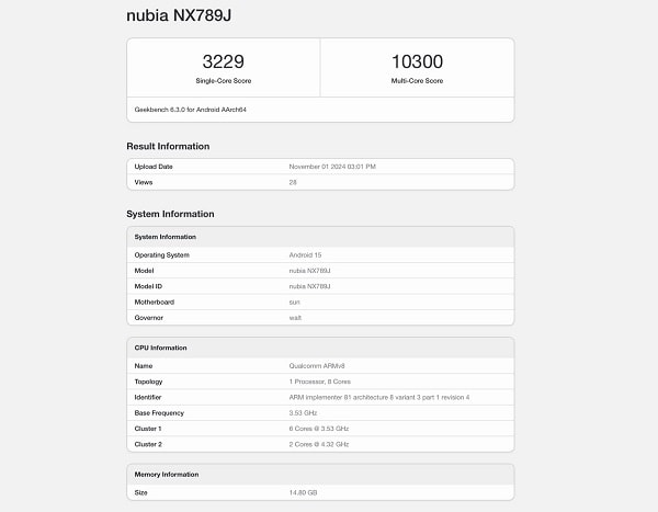 بنچمارک گیکبنچ رد مجیک ۱۰ اولترا