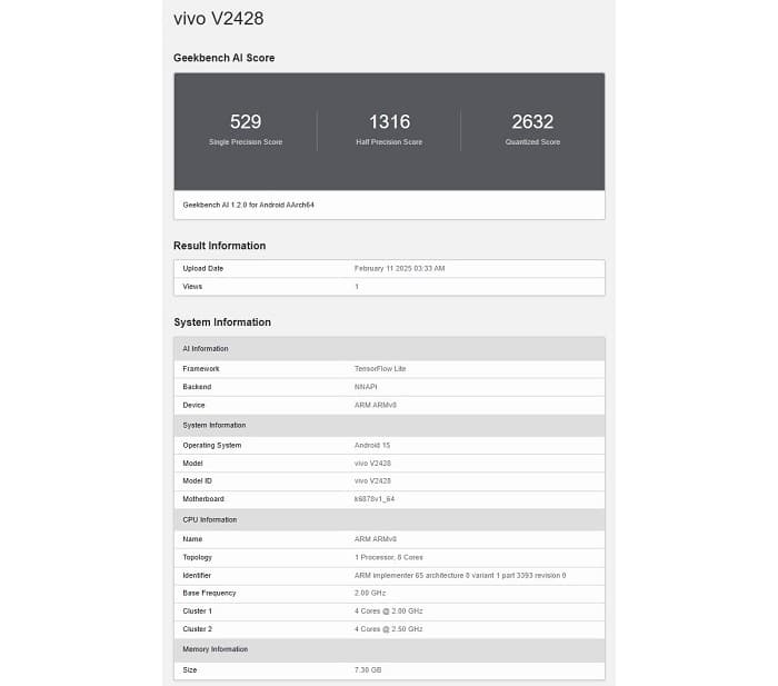 بنچمارک گیکبنچ ویوو V50e