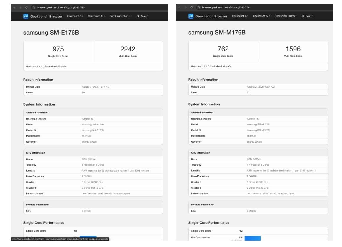 بنچمارکهای گلکسی M17 و گلکسی F17