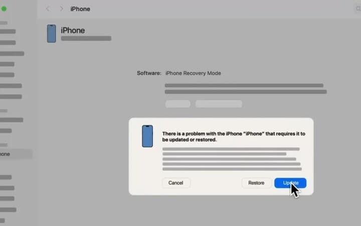 بهروزرسانی آیفون از طریق حالت بازیابی