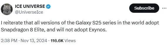 گزارش عرضه سری گلکسی اس ۲۵ در یک نسخه اسنپدراگون