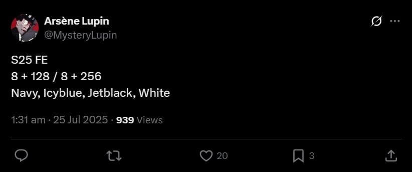 گزارش رنگ بندی و کانفیگ گلکسی اس ۲۵ اف ای