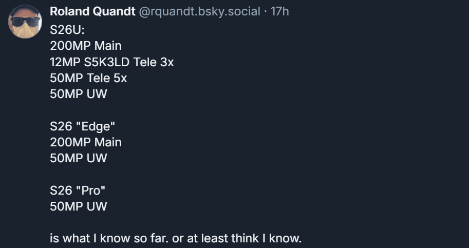 مشخصات فنی دوربین های گلکسی اس ۲۵ اولترا