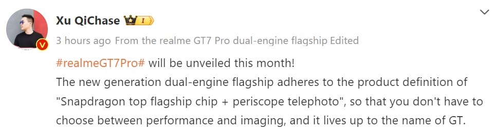 مشخصات تراشه و دوربین ریلمی جی تی ۷ پرو