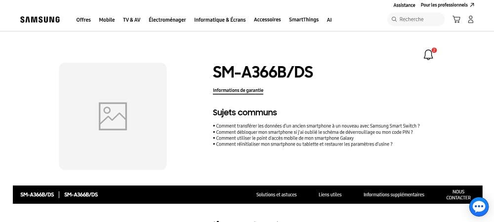 صفحه پشتیبانی گلکسی A36