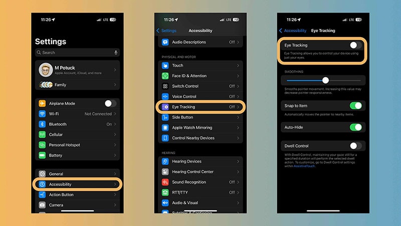 مراحل تصویری فعال کردن Eye Tracking