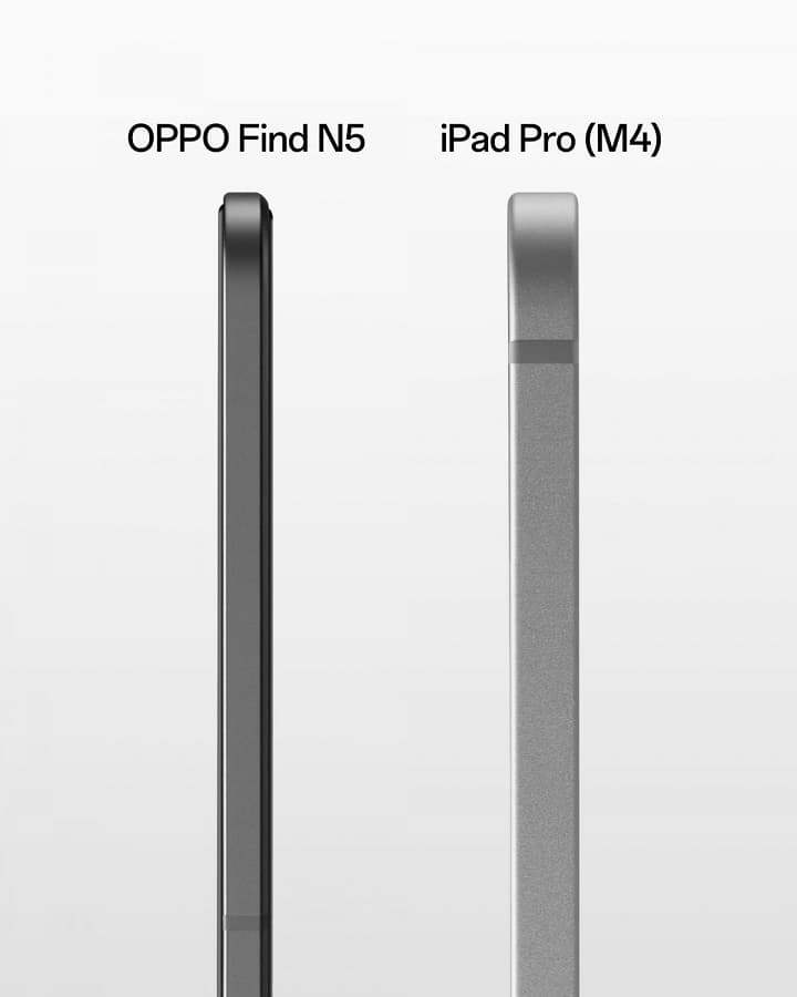 تیزر اوپو فایند N5 درکنار آیپد پرو اولد M4