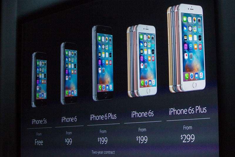 قیمت آیفون 6s: گیگابایت 199 دلار، 64 گیگابایت 299 دلار، 128 گیگابایت 399 دلار