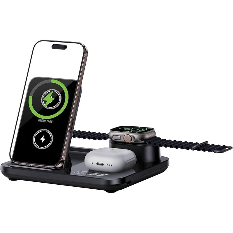 شارژر بیسیم 3 در 1 گرین لاین مدل Green Lion 3-in-1 Wireless Charger