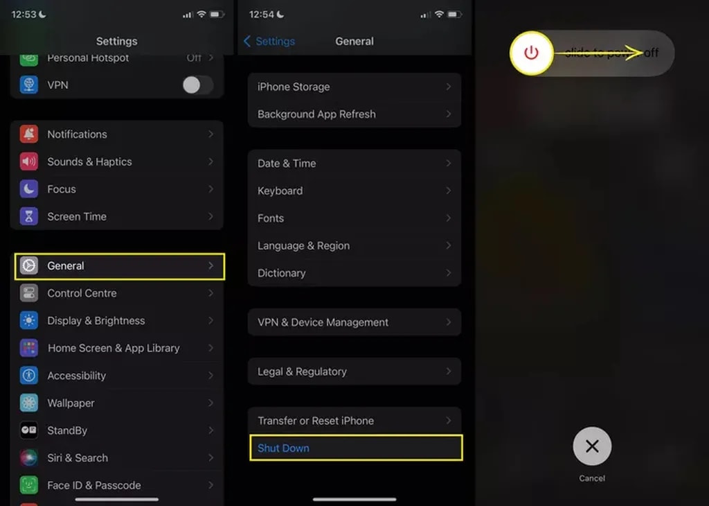 راهاندازی مجدد سری آیفون ۱۵ از طریق تنظیمات