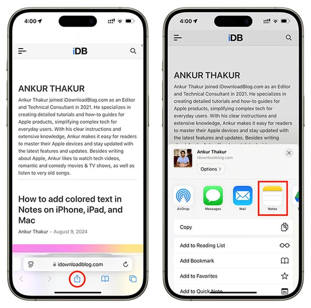 استفاده از صفحه اشتراکگذاری برای یادداشتبرداری
