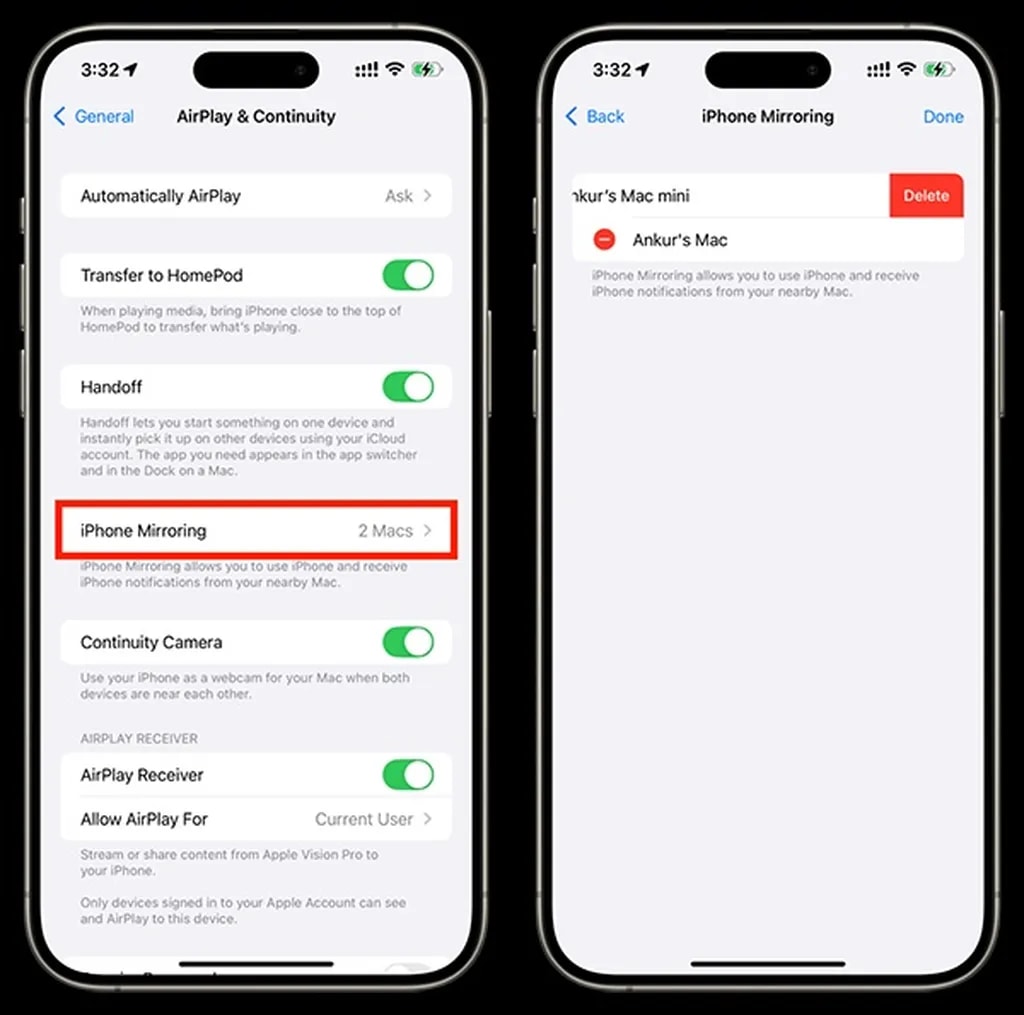 تنظیمات آیفون هنگام استفاده از دو مک