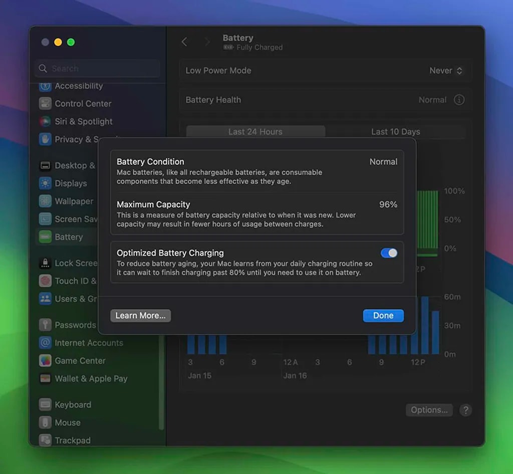 چک کردن میزان سلامت باتری مک بوک