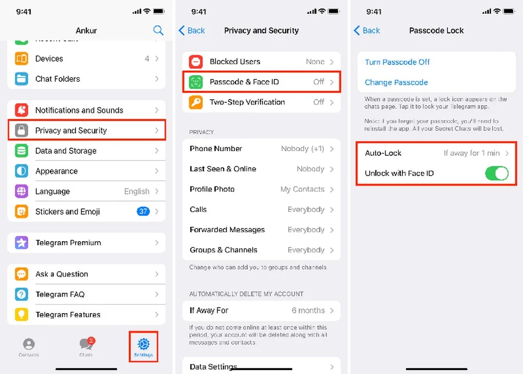 قفل کردن با فیس آیدی