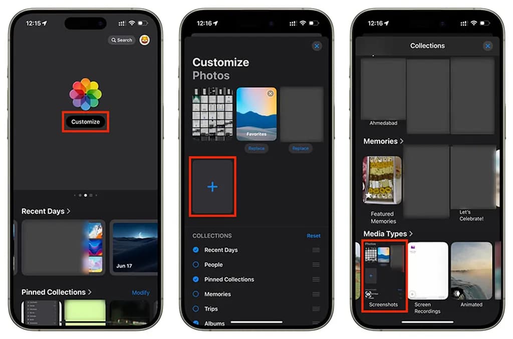 اضافه کردن اسکرین شاتها به Photos Quick View