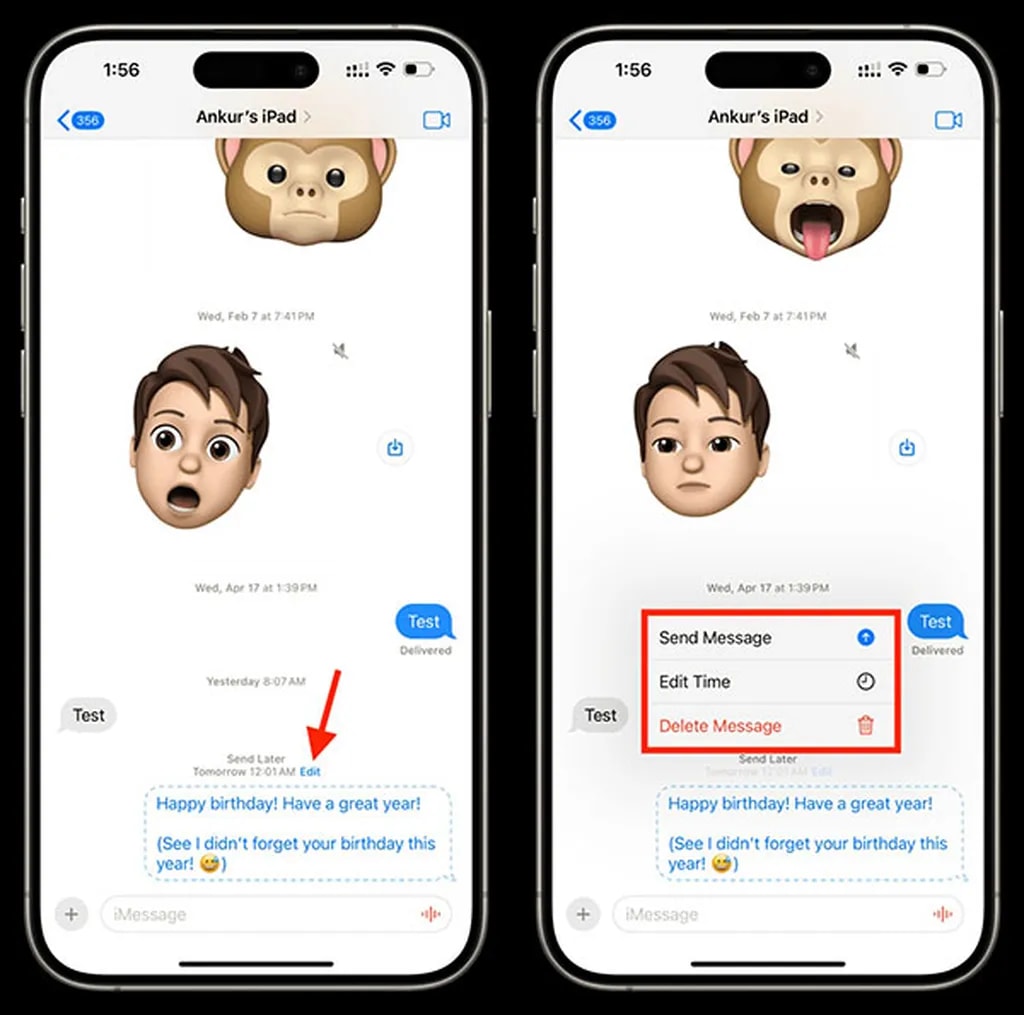 ویرایش یا حذف پیامهای زمان بندی شده