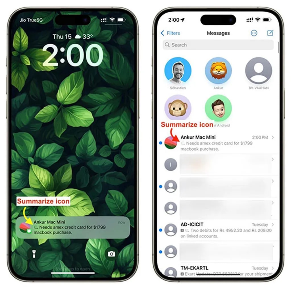خلاصهنویسی در اپلیکیشن Messages