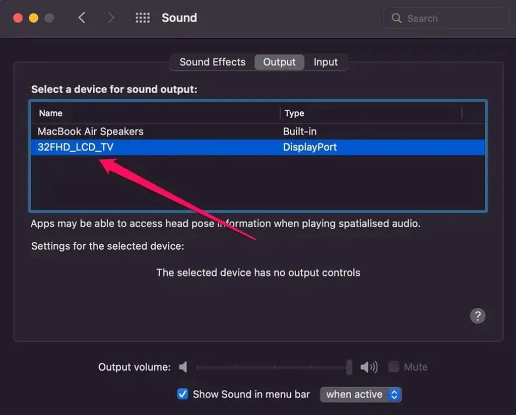 انتخاب تلویزیون در وصلکردن مکبوک به آن