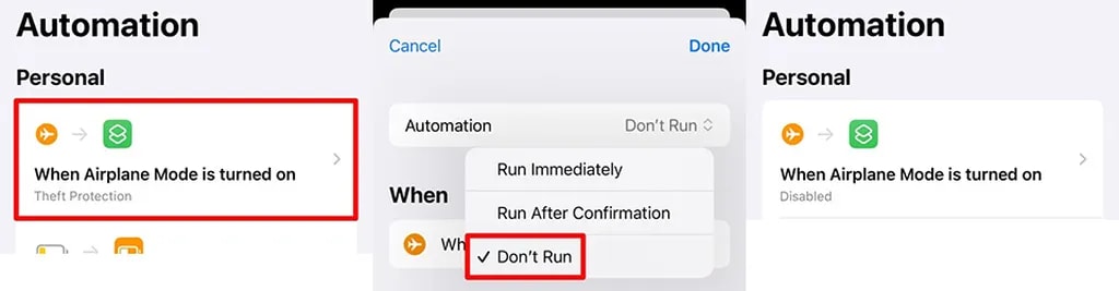 غیر فعال کردن یک اتوماسیون