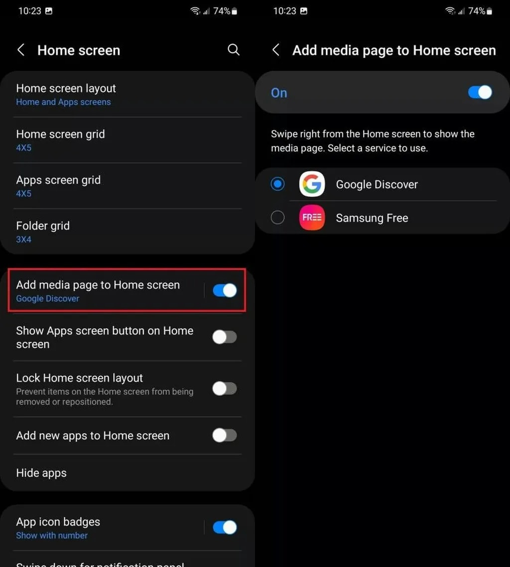 فعالسازی Google Discover در One UI Home