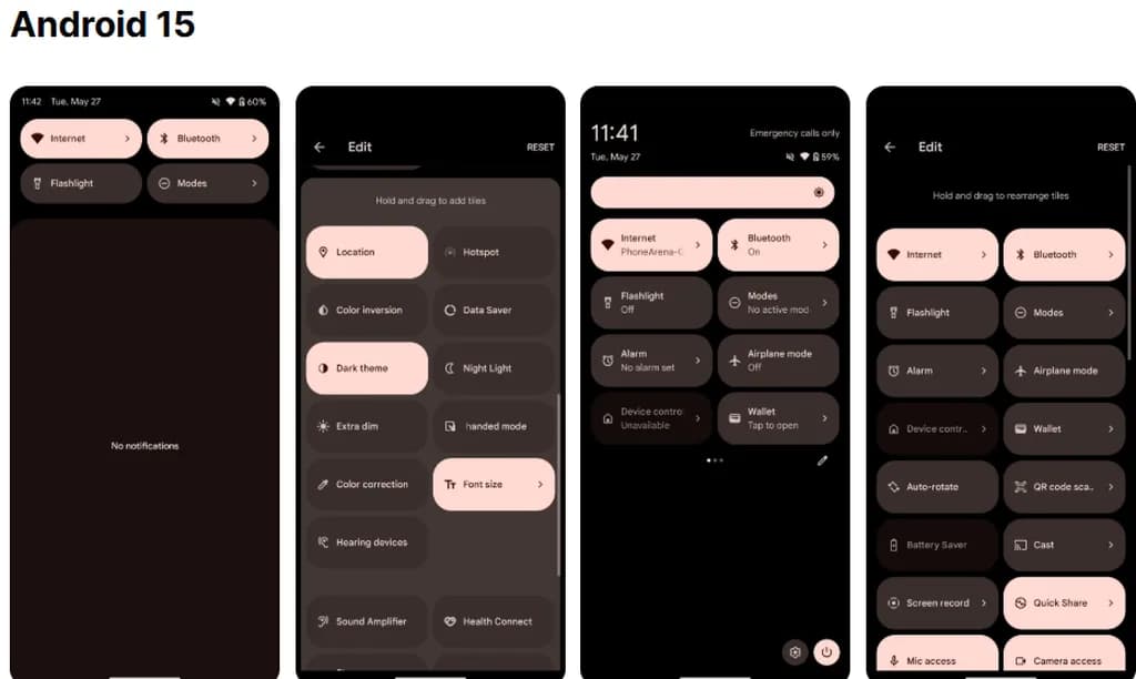 طراحی جدید کاشیهای تنظیمات سریع