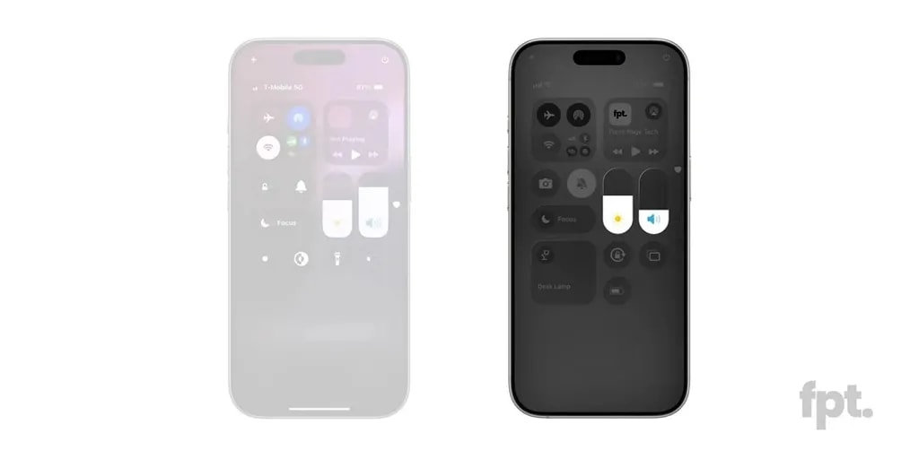 اسلایدر روشنایی و صدا در ios 19