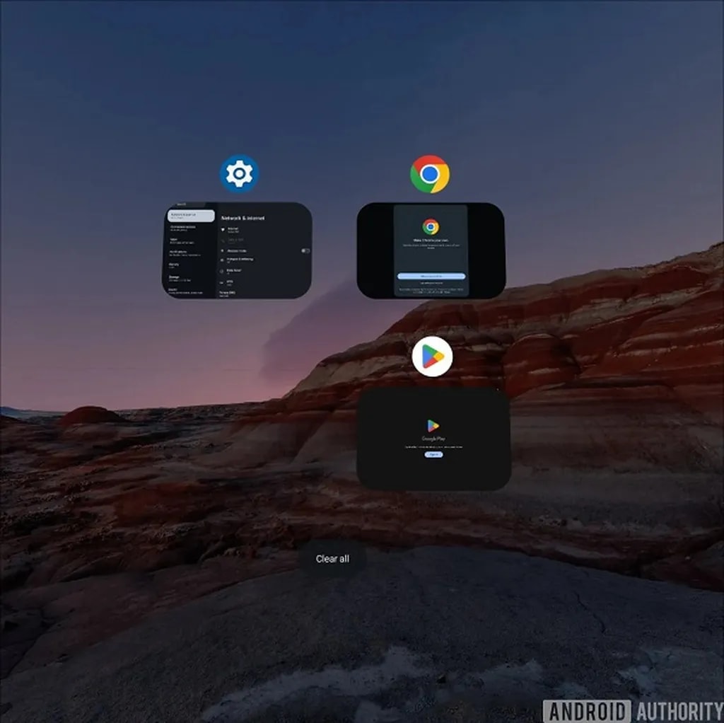 بخش برنامههای اخیر Android XR