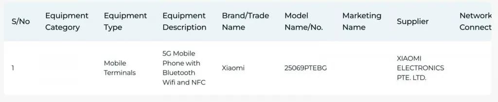 گواهی IMDA شیائومی 15T