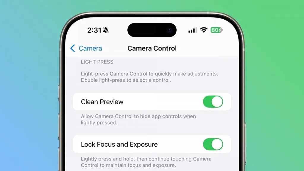 گزینه جدید قابلیت camera control آیفون ۱۶
