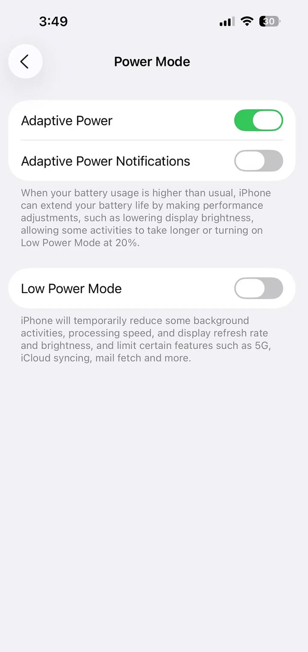 حالت Adaptive power