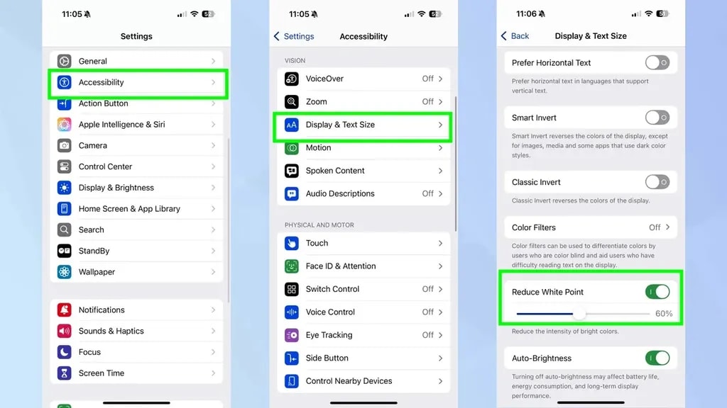 کاهش روشنایی نمایشگر