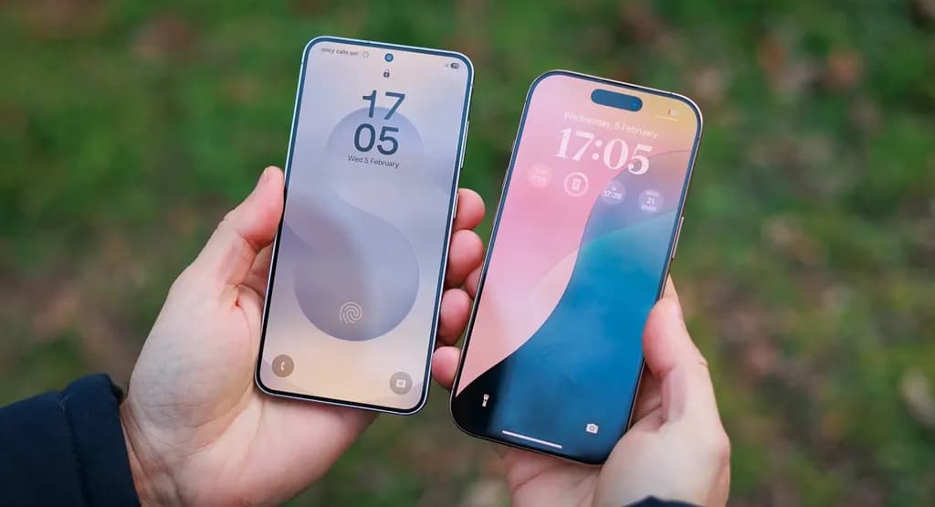 نمایشگر گلکسی S25 و آیفون ۱۶