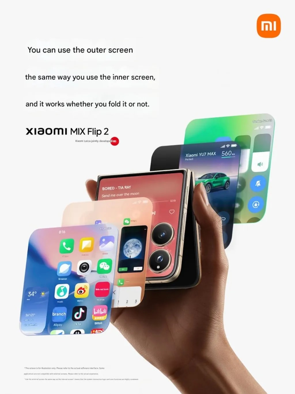 نمایشگر کاور شیائومی میکس فلیپ ۲