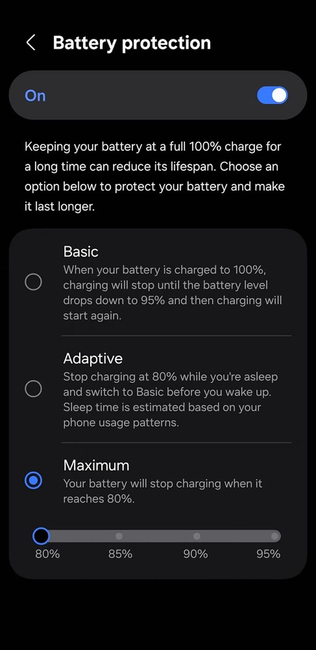 قابلیت Battery Protection