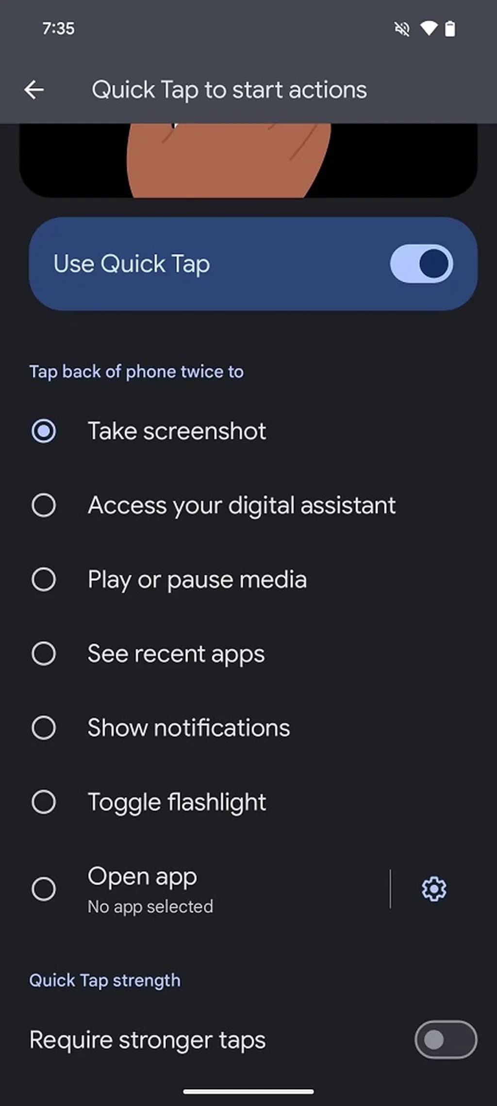قابلیت quick tap