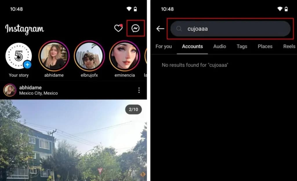 روش تشخیص بلاکشدن در اینستاگرام؛ جستجوی اینستاگرام