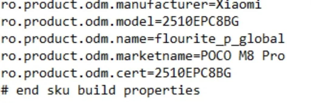 شناسه فریمور پوکو M8 پرو