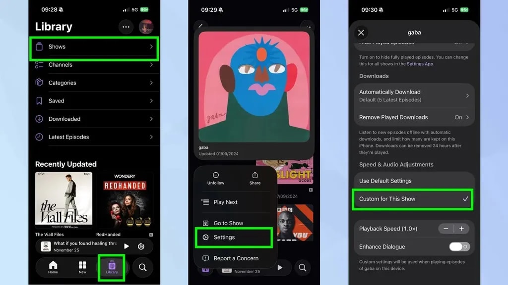 تنظیمات پادکستها در ios 26