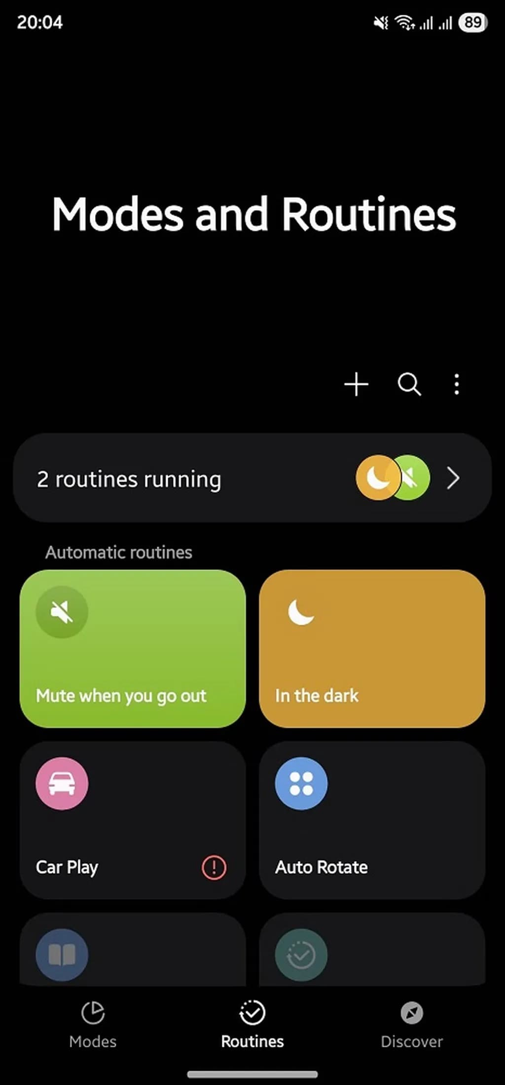 ویژگی modes and routines