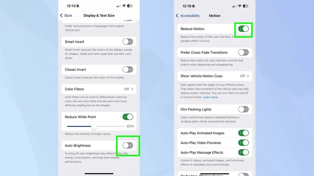 ویژگی روشنایی خودکار iOS
