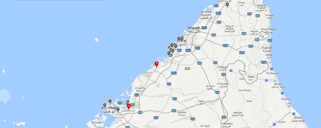 مکان ایستگاههای شارژ تسلا در امارات