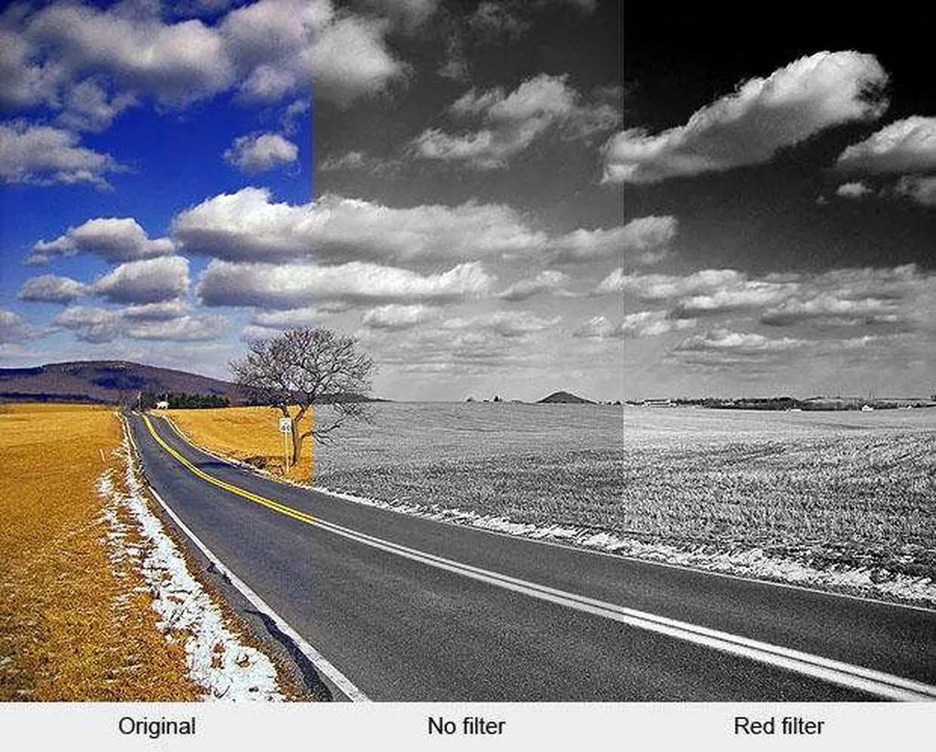 فیلتر قرمز کنتراستی شدید و دراماتیک ایجاد میکند. به تفاوت طیفهای خاکستری پس از استفاده از فیلتر سرخ توجه کنید. (عکاس: Nicholas)